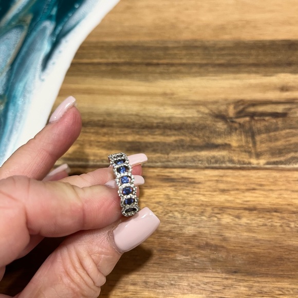 Sterling silver with blue topaz and CZ stones. - Picture 3 of 5